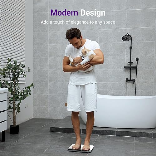 Miniatura 7 de Báscula para peso corporal, báscula digital de baño de 450 libras de alta precisión para personas, pesadora automática para bebés, mascotas,