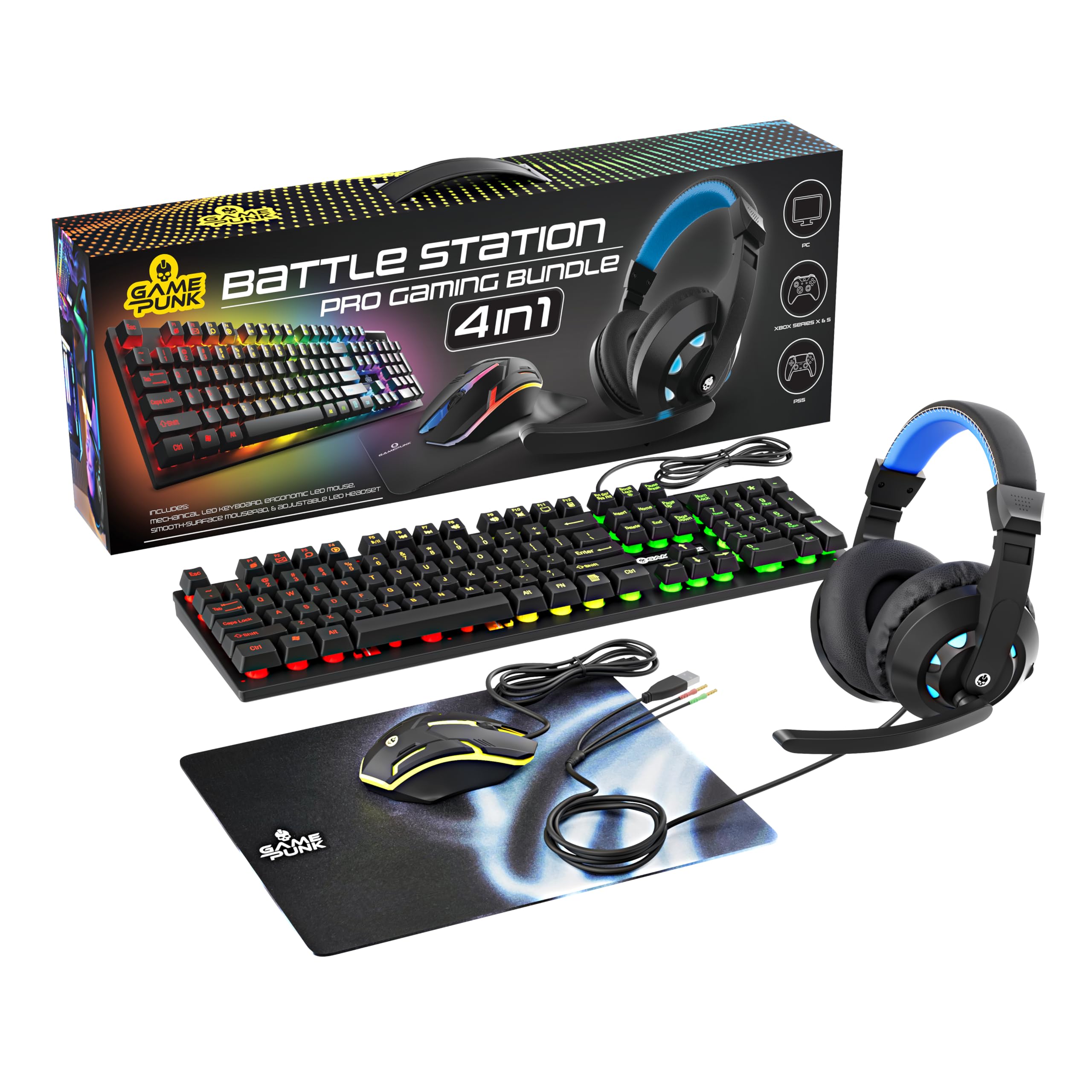 Amazon.com: Game Punk 4-Piece PC Gaming Bundle with RGB Keyboard