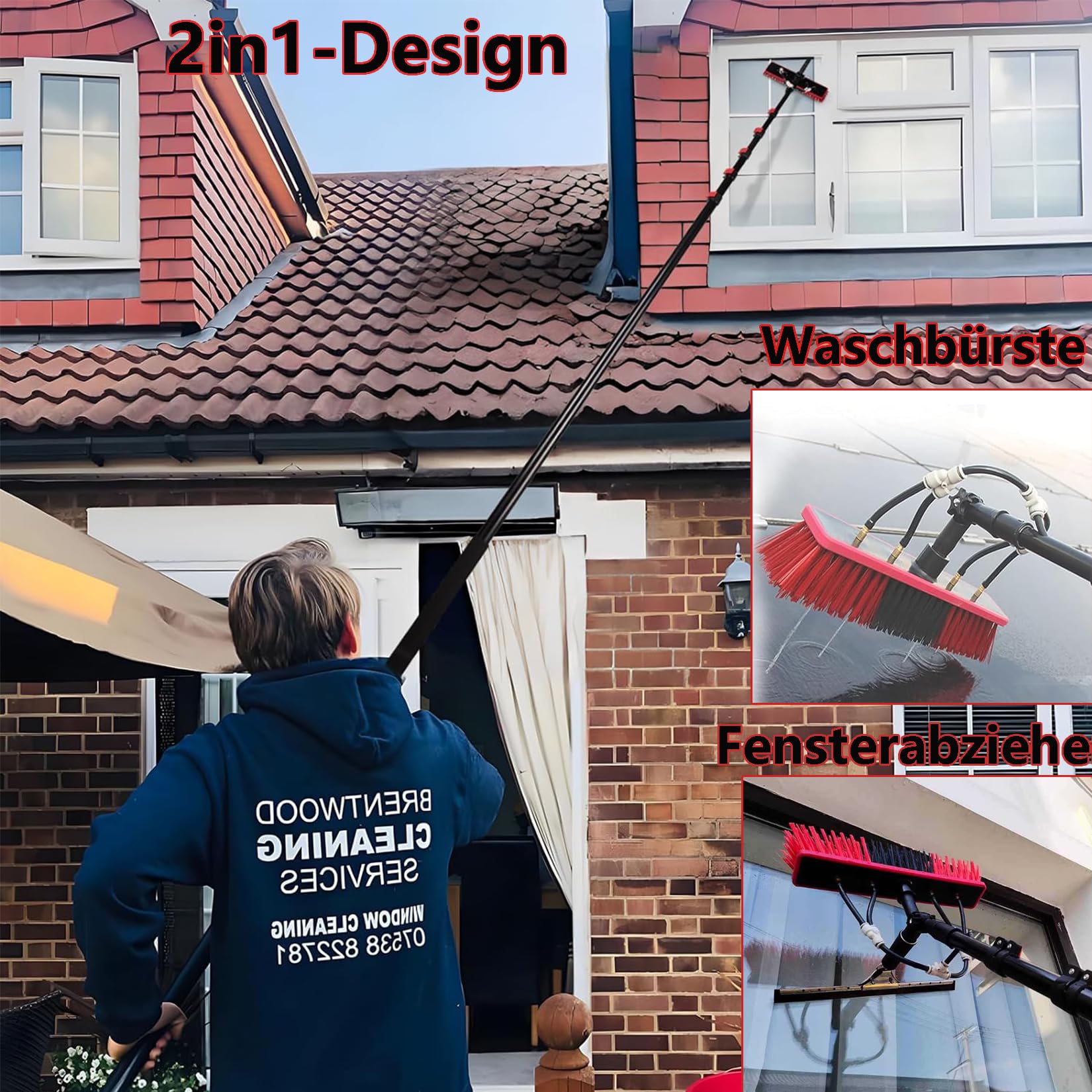 Teleskopstange Fensterreinigung Set, 3.6m/5.4m/6m/7.2m9.2m /10.8m