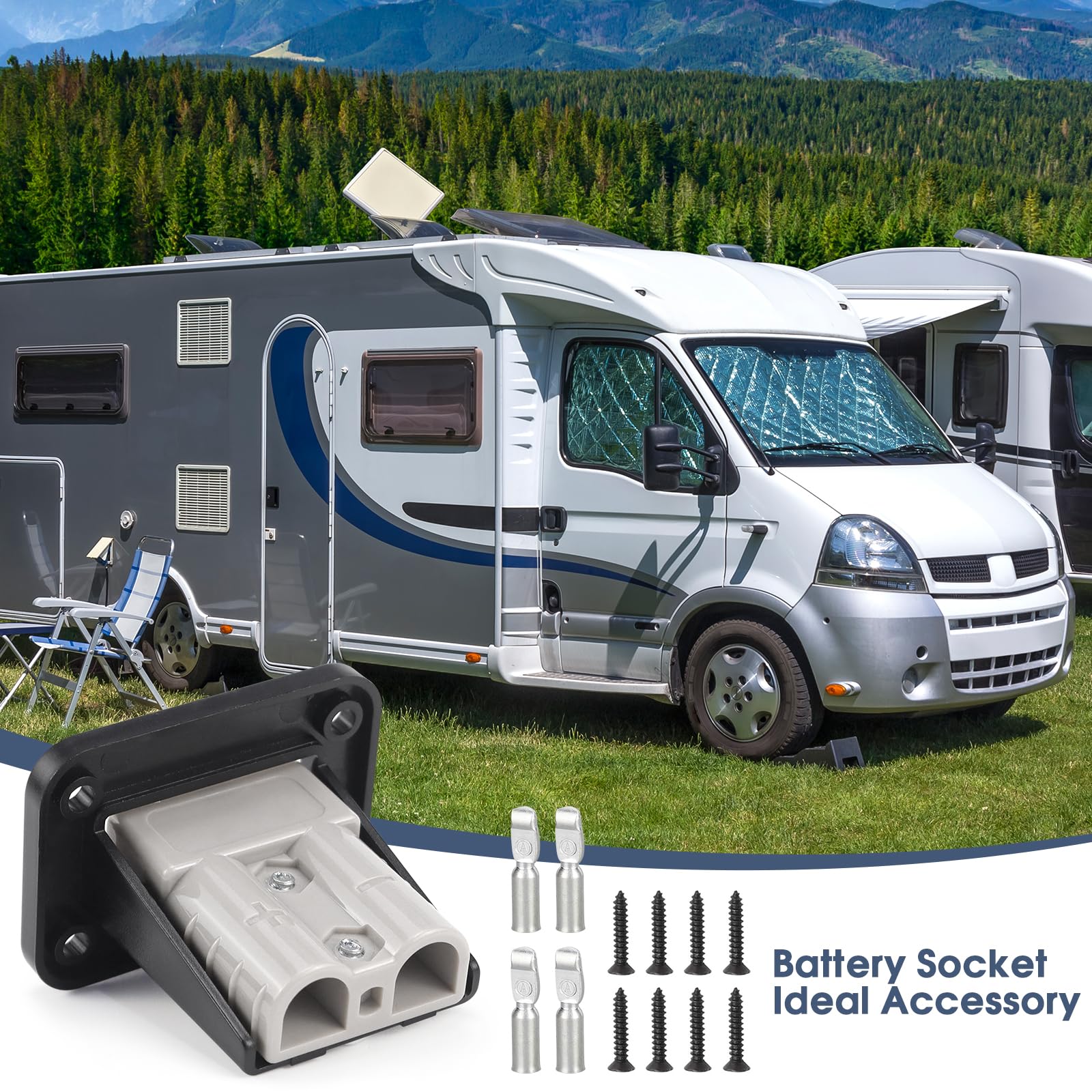 Prise Batterie 2 Prises Encastrées 50A LPZMPZ | Compatible Anderson SB50 | Pour Caravane, Camion, Chariot | Grise Connecteur Chariot élévateur