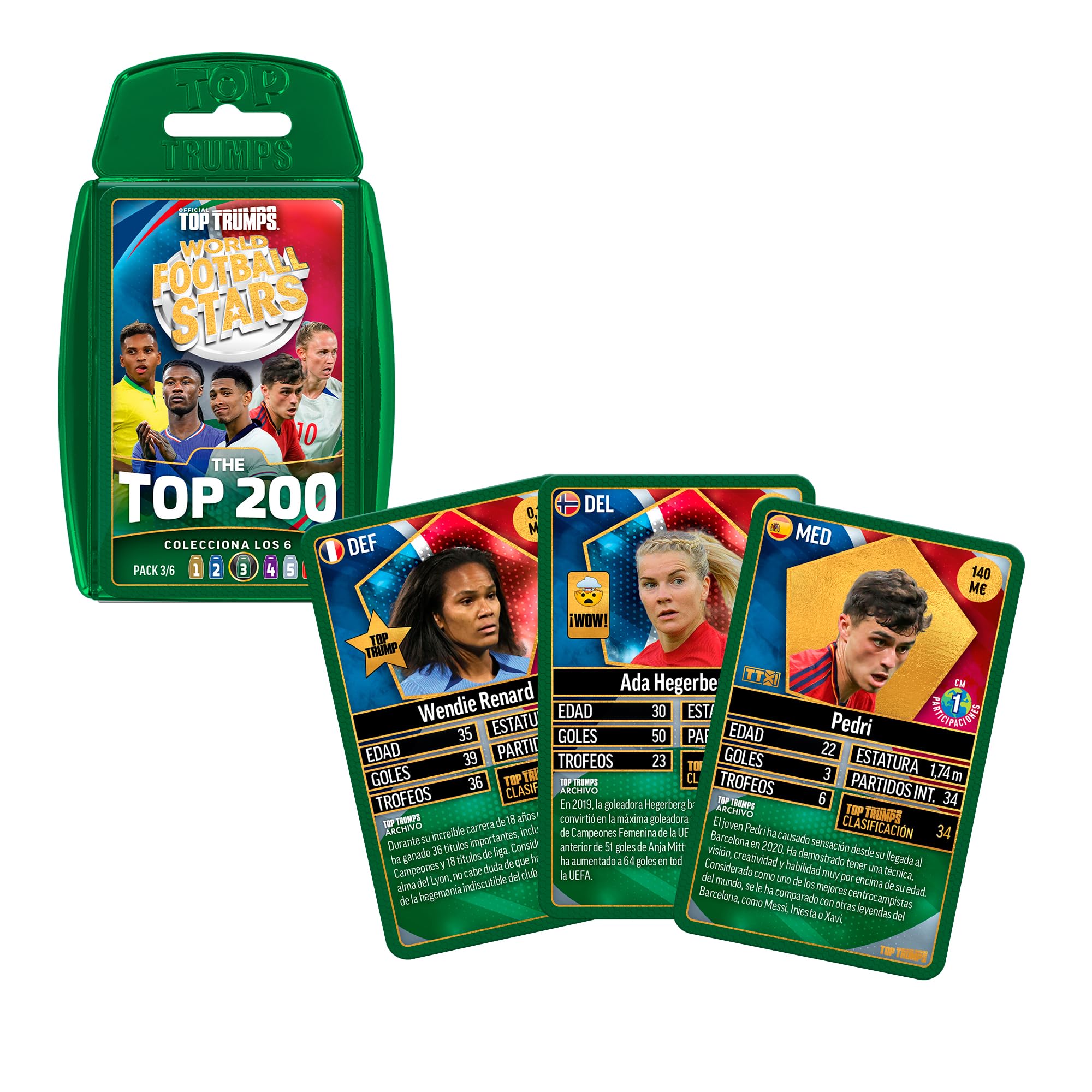 Bizak Futbol Mundial Top 200 Set Trading Cards Verde 34 Cartas Coleccionables Jugadores Top
