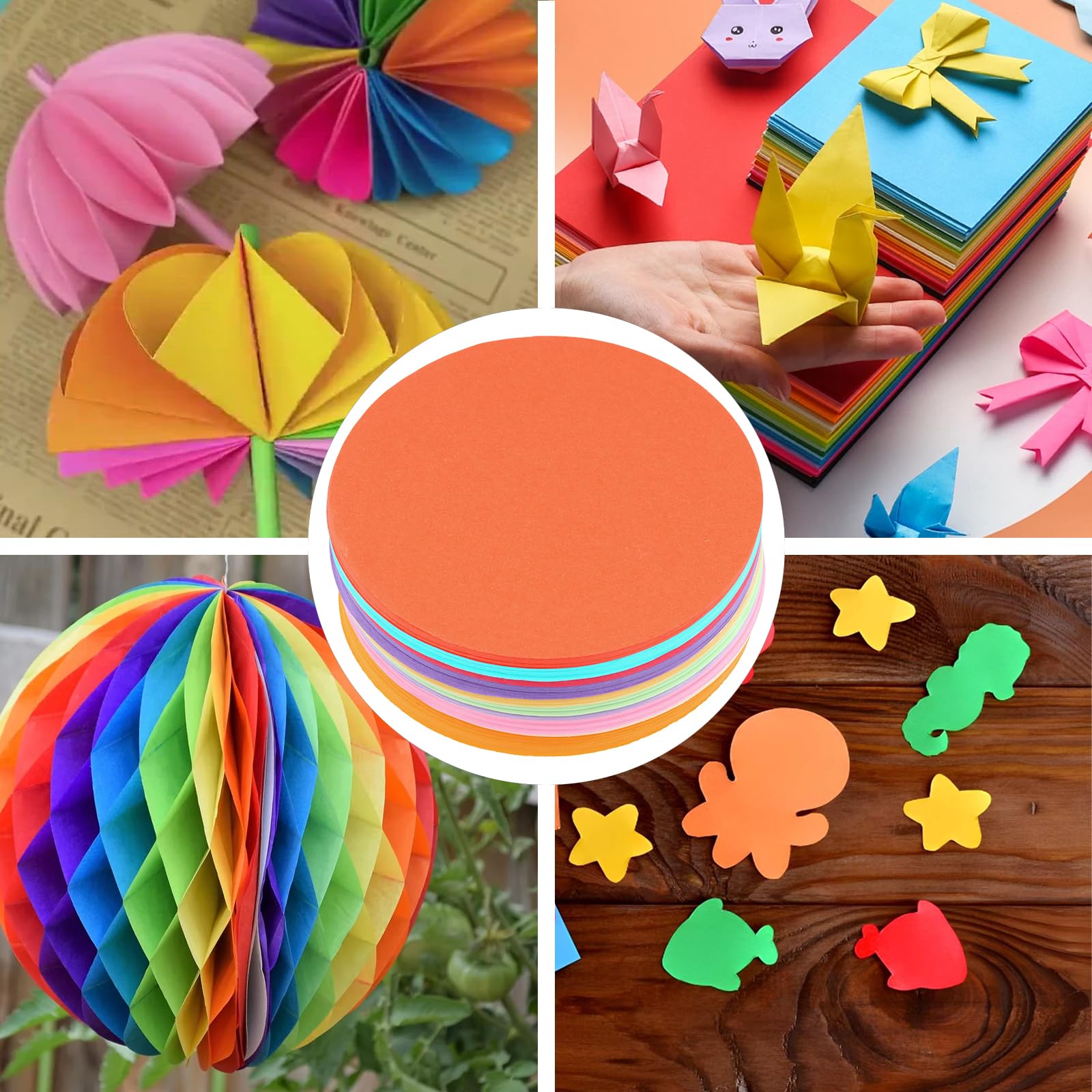 500 Feuilles Papier Origami Rond 15 Cm – 10 Couleurs Vives Pour Enfants Et Adultes, Idéal Plier & Créer !
