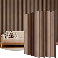 TONOR 4-Pack Walnut Wood Slat Acoustic Wall Panels 47.2x23.6in (31sqft) - Noise Cancelling for Living Room, Bedroom, Office