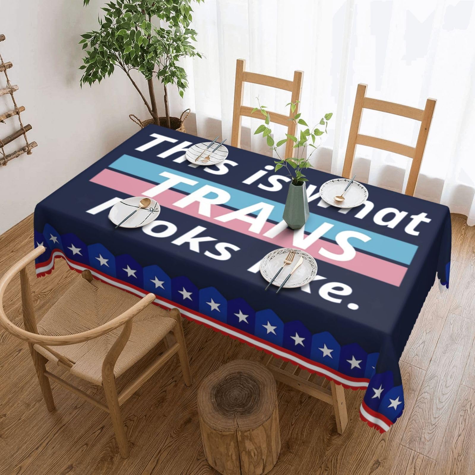 SMAZDFXX This is What Trans Looks Like LGBT 54 x 72in Table Cloth,Polyester Rectangle Tablecloth for Kitchen Dining
