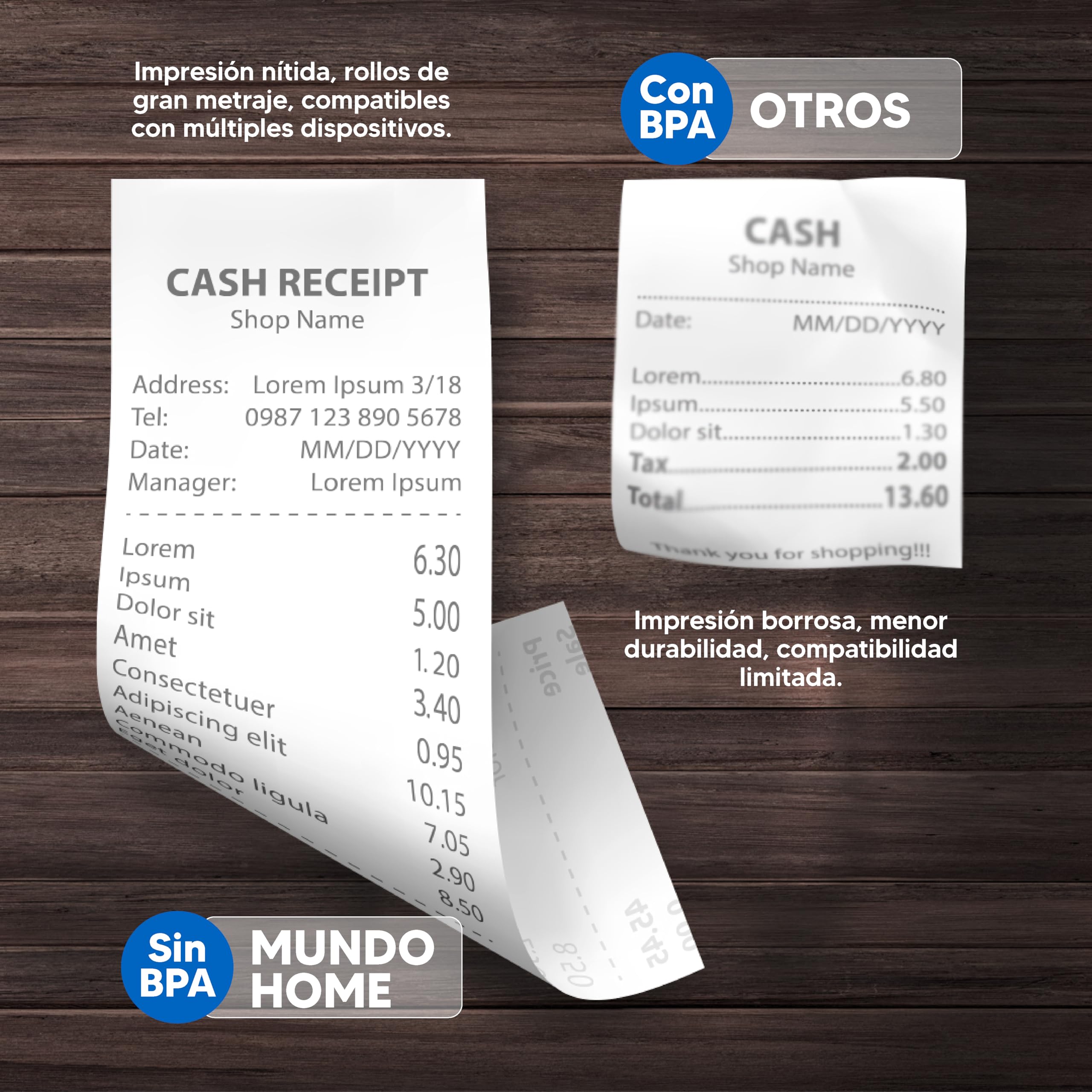 20X Papel Térmico 80x80mm 60 GSM sin BPA - Papel Datáfono Impresión Rápida y Nítida para Cajas Registradoras y Tickets - Ideal para Impresoras Térmicas y Datáfonos, sin BPA