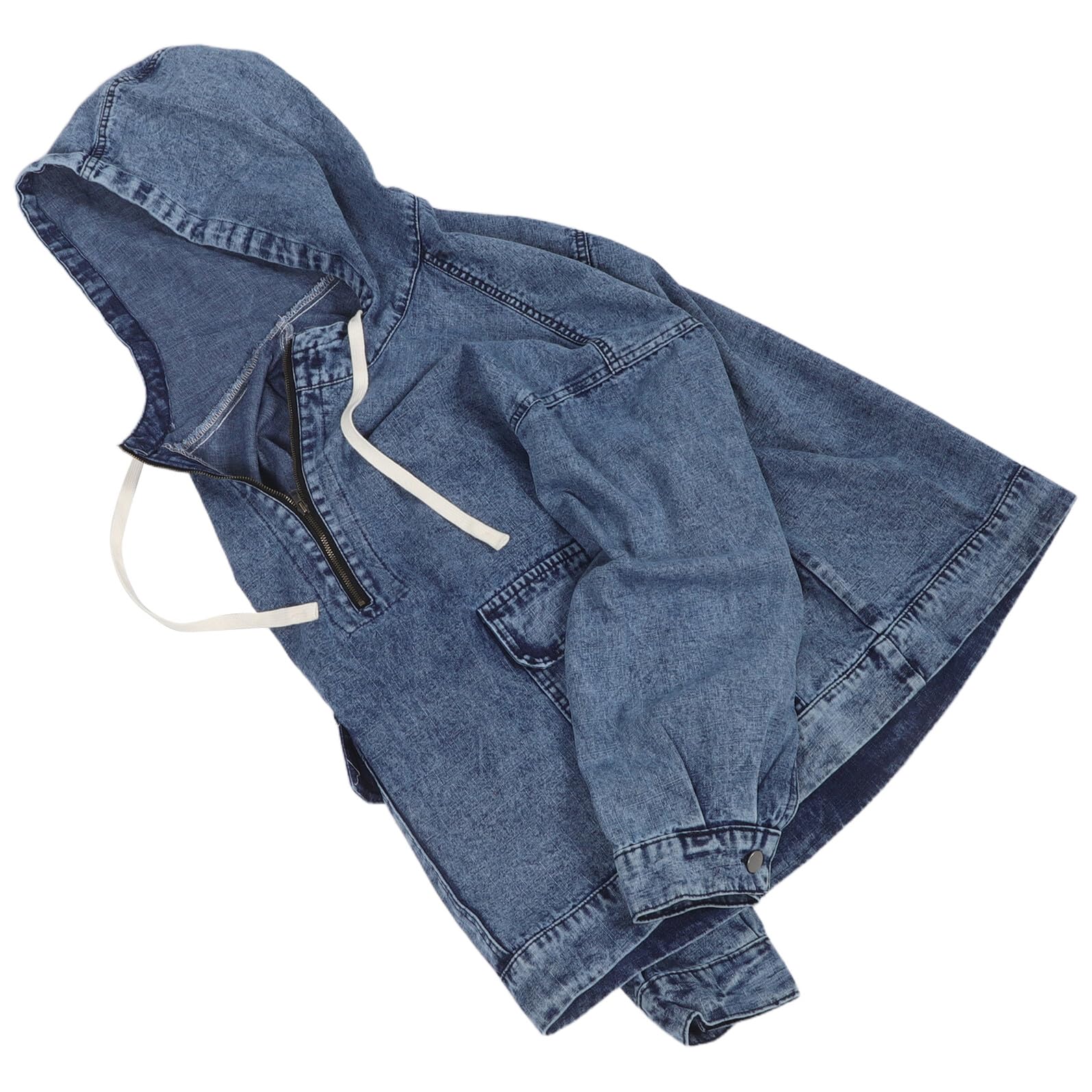 TOYANDONA Chaqueta de Mezclilla Oversize para Mujer Sudadera con Capucha Larga Estilo Urbano Informal para Salir