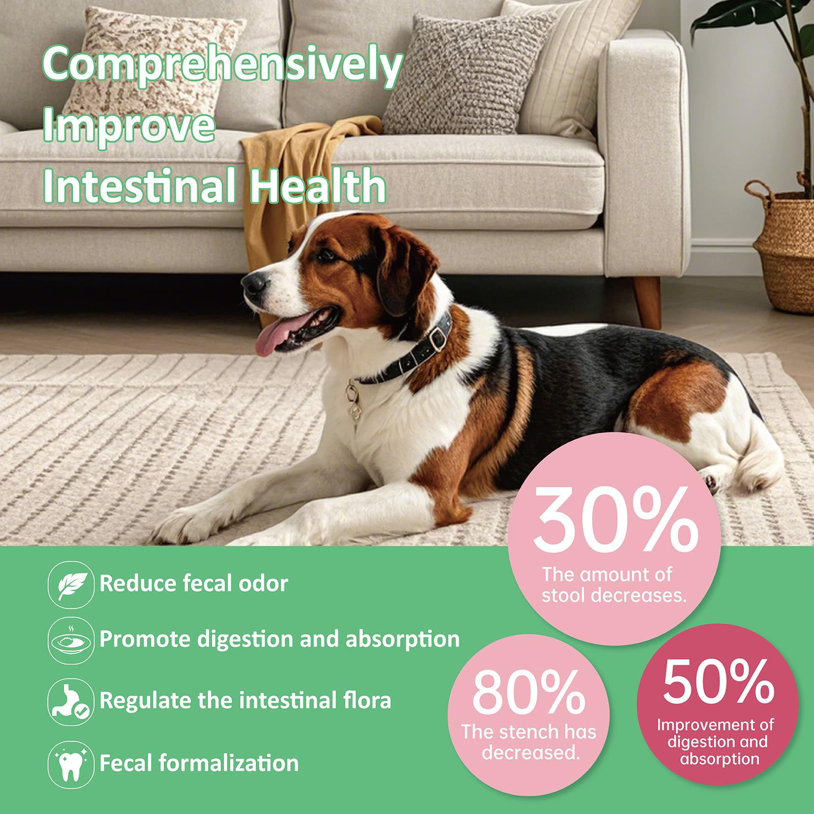 Masticables sin caca para perros, 120 unidades, sabor a pollo, disuasorio para la coprofagia y las heces con probióticos, enzimas digestivas y ayuda para la respiración, deja de comer caca