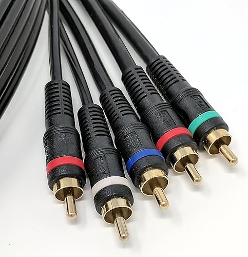 Miniatura 2 de RiteAV - Cable de video componente de 3 pies y audio RCA dual, 5 RCA, HDTV - Negro