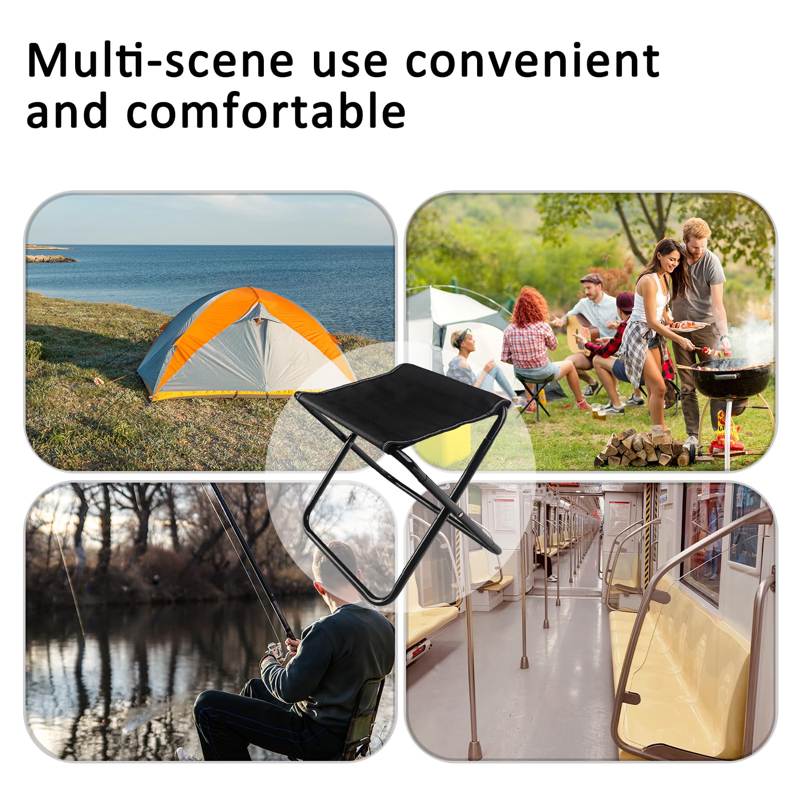 Tabouret de Camping Pliant - 30cm Mini Tabouret De Camping Pliable - Renforcé, Tabouret Pliant Portable avec Sac de Rangement - Pour Extérieur, Pêche, Pique-Nique, Randonnée, Jardin, Plage