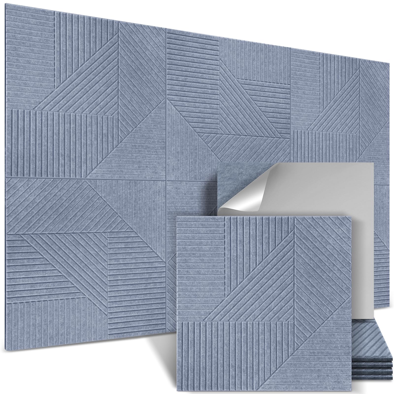 6 paneles acústicos autoadhesivos, 60 x 60 x 1,2 cm, paneles acústicos de poliéster para aislamiento acústico, paneles de aislamiento acústico de alta densidad, absorbentes de sonido, pared