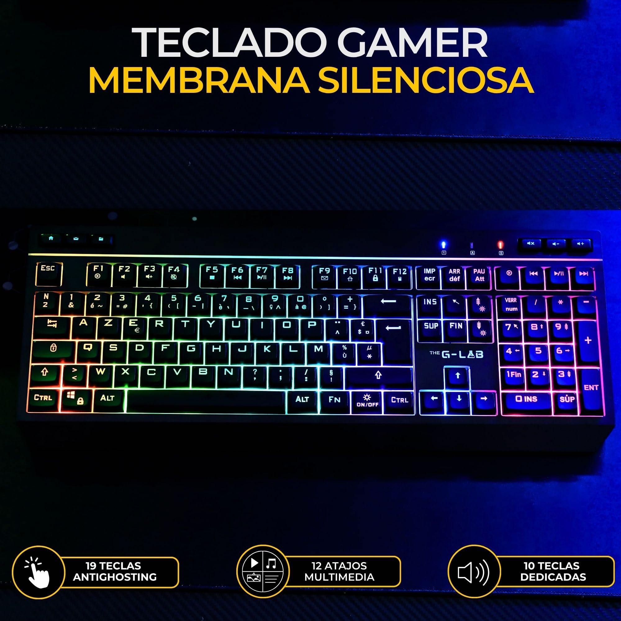 The G-Lab Combo Tungsten EX bezprzewodowa klawiatura do gier i myszka, potrójna łączność 2,4 GHz/BT/kablowa, bezprzewodowa klawiatura QWERTY, RGB & Macro, mysz 6400 dpi, PC/PS4/PS5