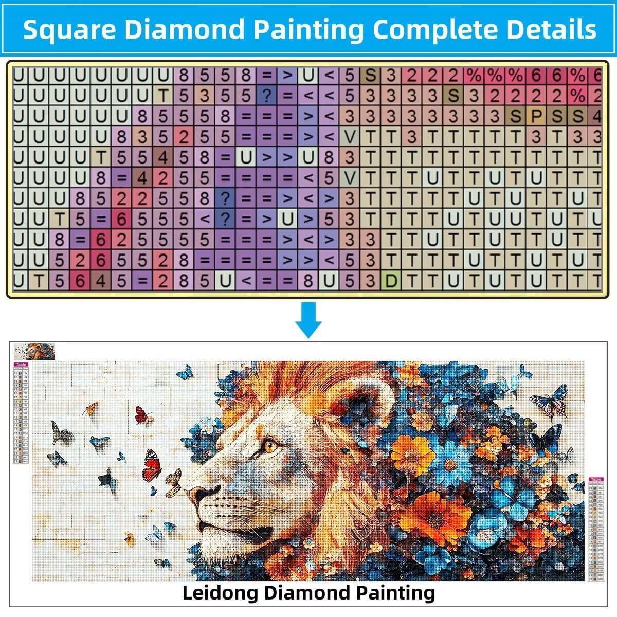 Lew, Piwonia DIY Zestaw do malowania diamentami, 5D Malarstwo diamentowe dla dorosłych dużych 70 x 180 cm, haft krzyżykowy ze strasem, malowanie diamentami dla dziewczynki do dekoracji domu 58Y-13226