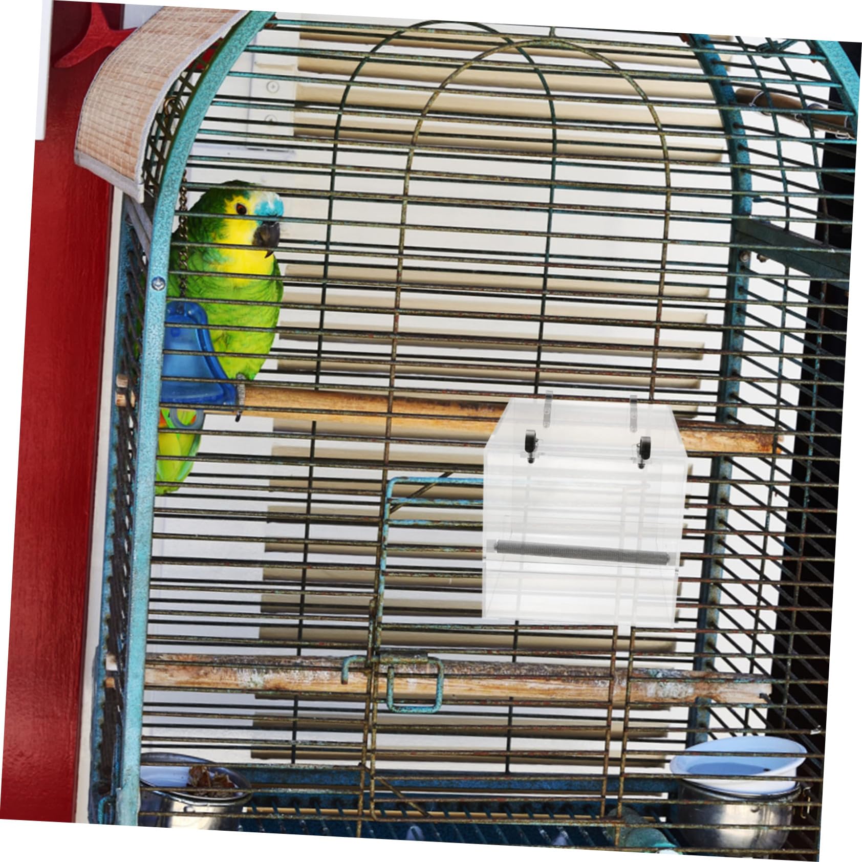 VANZACK Automatischer Papagei Futterspender Groß Acryl Futterstation Vogelkäfig Napf Hängend Leicht zu Reinigen für Wellensittiche und Kleine Vögel Zubehör