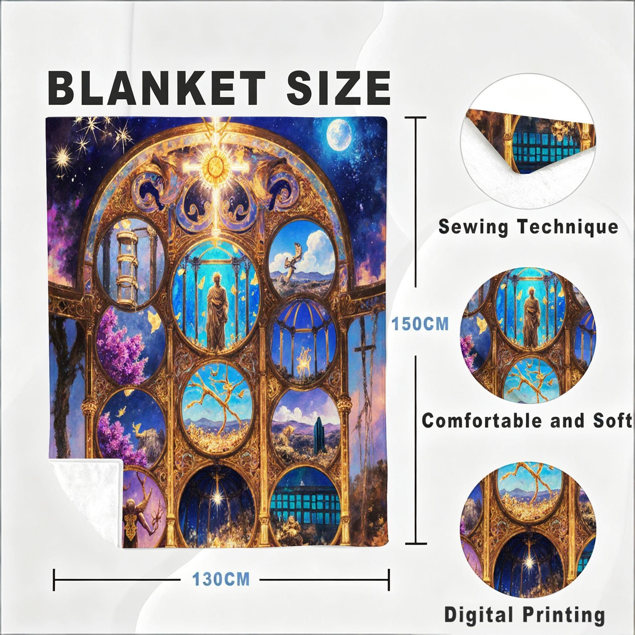 Coperta Pile Matrimoniale 240x260 cm Quadro Blu, Coperta XXL Super Morbida Multiuso Come Copriletto o Plaid da Salotto, Calda e Leggera, Protezione dal Freddo, AW5538