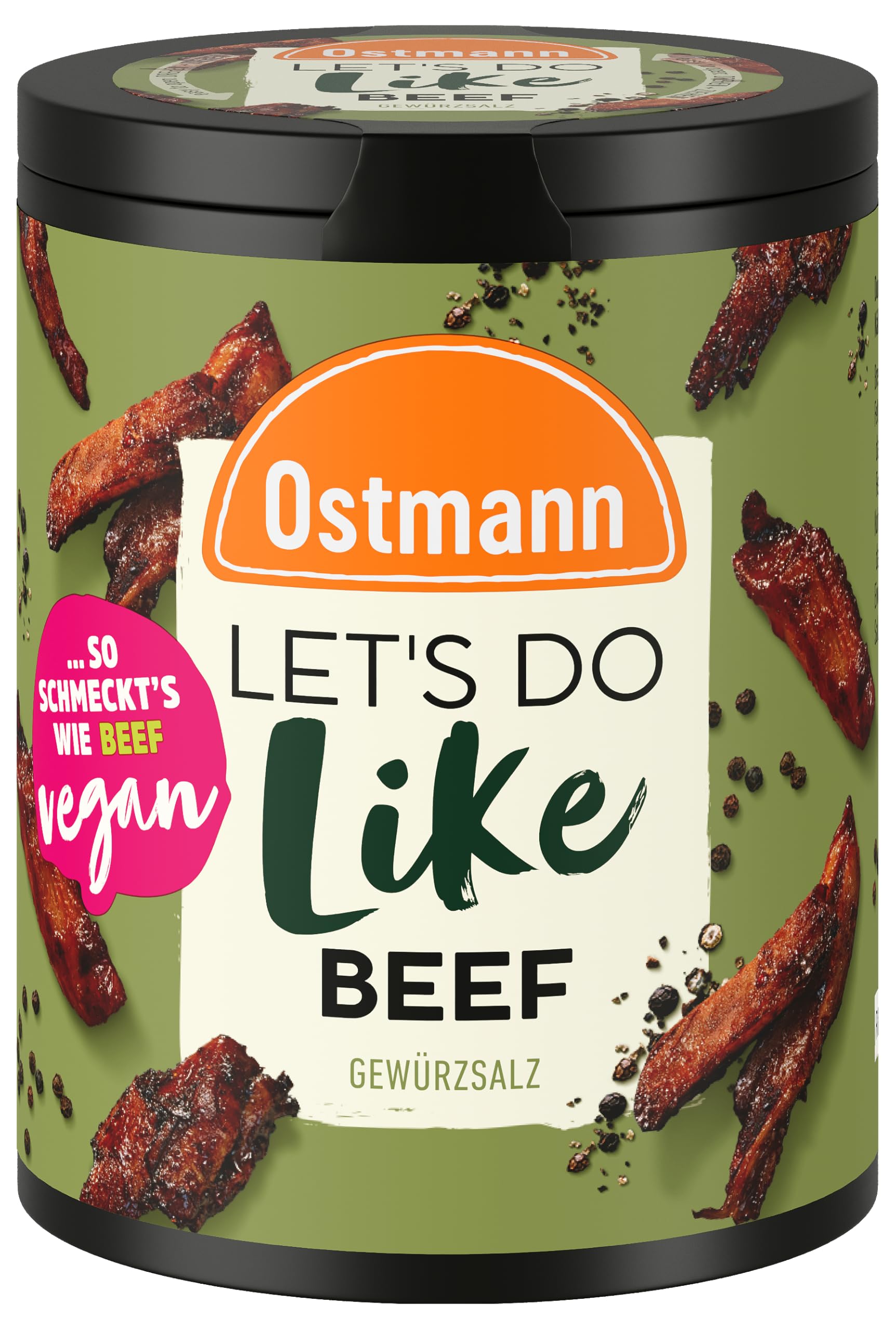 Ostmann Gewürze - Let's Do Like Beef | Rindfleisch-Geschmack für ungewürzte Fleischersatzprodukte | Gewürzsalz für Seitan, Tofu und vegetarische und vegane Gerichte | 90 g in recyclebarer Metalldose