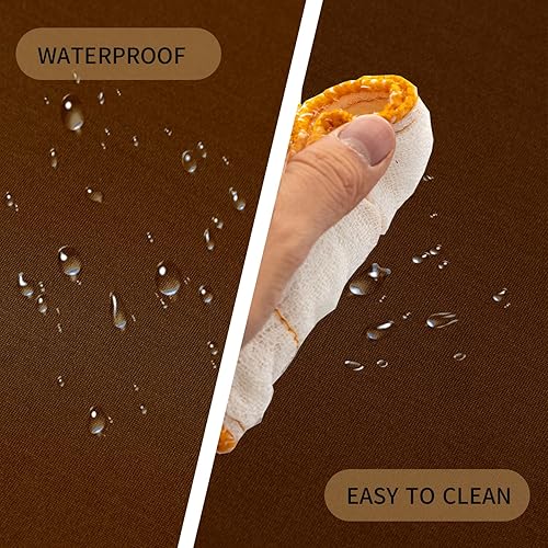 Miniatura 5 de Paquete de 2 manteles elásticos reversibles, impermeables, resistentes a las manchas, mantel elástico con un paño, para interiores y exteriores