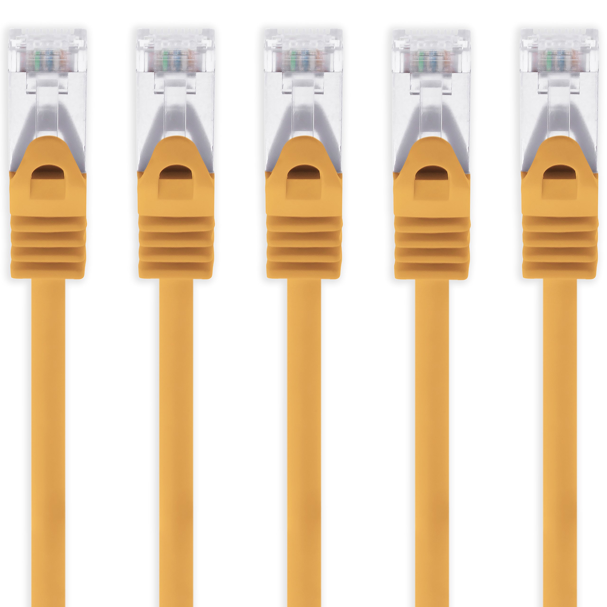 1aTTack.de 0,5m - orange - 5 Stück Cat7 Netzwerkkabel SFTP Patchkabel Lankabel Rohkabel 10GB/s - 500 Mhz konfektioniert mit 2 RJ45 Stecker Cat 6a