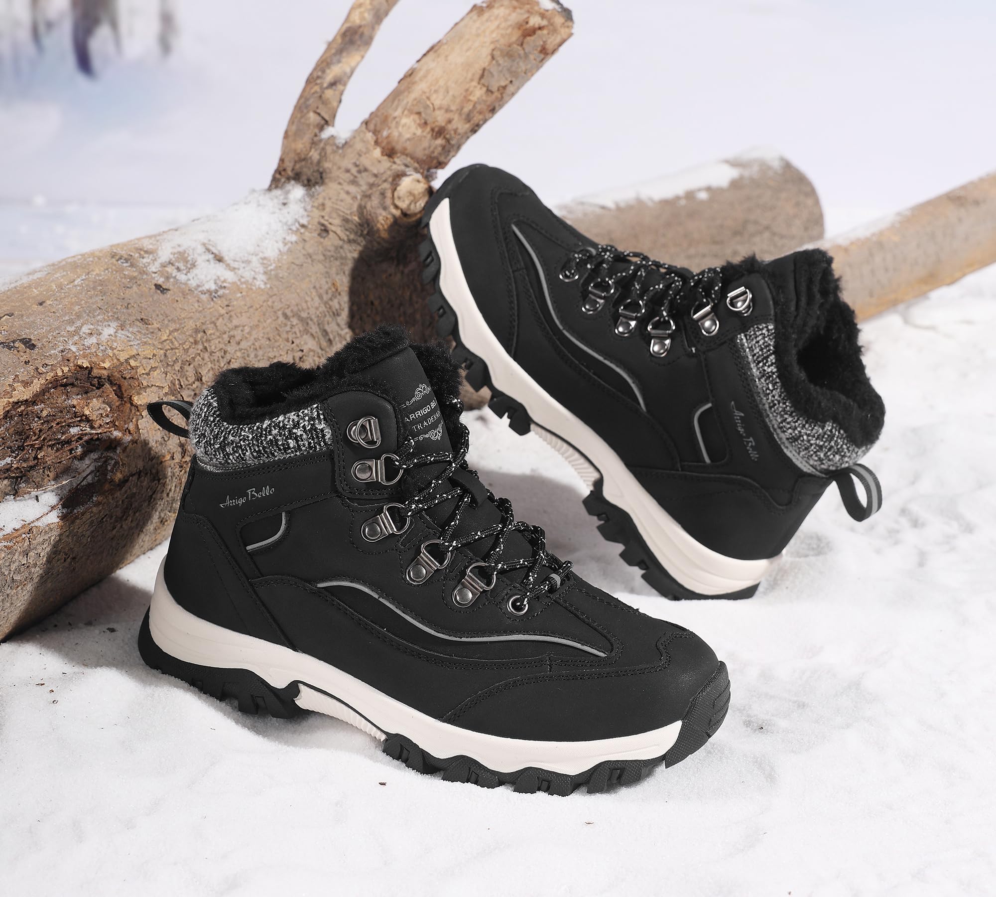 ARRIGO BELLO Donna Stivali da Neve Invernali Scarpe Allineato Pelliccia Caloroso Caviglia Piatto Stivaletti Sportive Boots Escursionismo 36-41