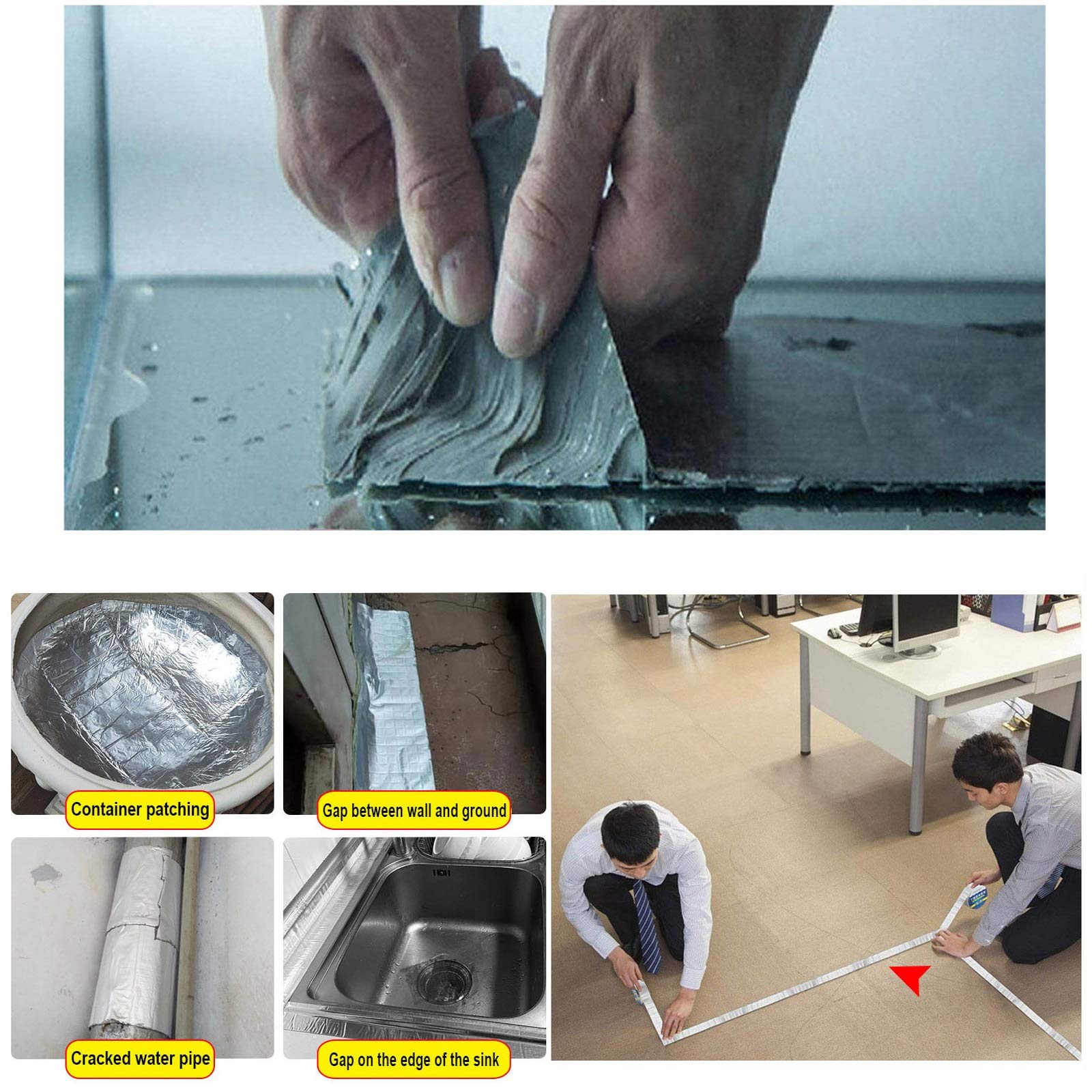 Cinta impermeable Cinta de sellado Cinta autoadhesiva impermeable: para reparación de tuberías, cinta a prueba de fugas, para techos, paredes, ventanas, cinta de reparación para todo tipo de clima, 1