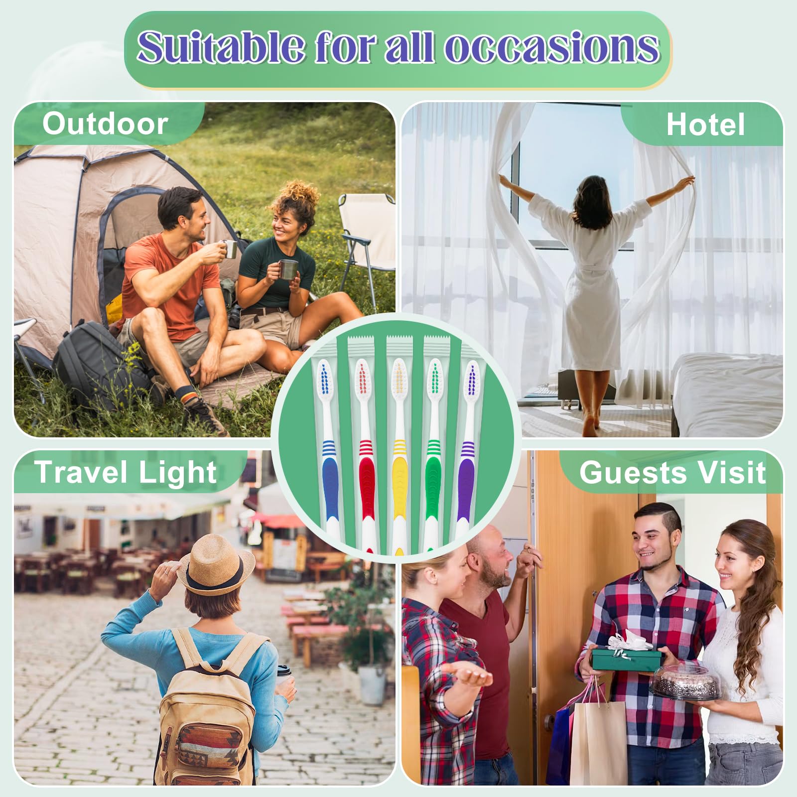 120 cepillos de dientes desechables a granel, paquete de cepillos de dientes de viaje, cerdas suaves envueltas individualmente y buena limpieza para niños, adultos y ancianos. Adecuado para hotel