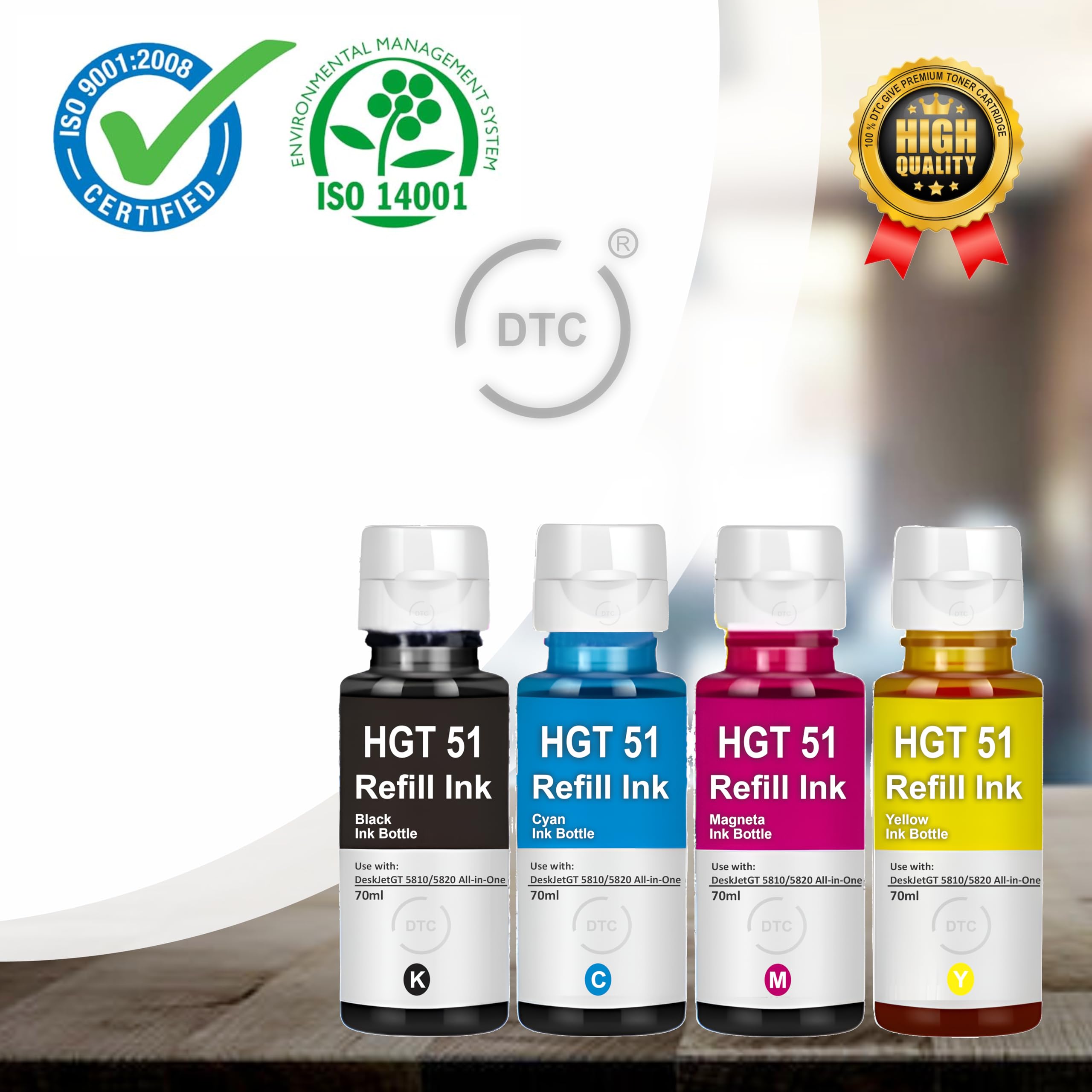 Duplex DTC Refill Ink GT53XL & GT 52 for HP Ink Tank 115 310 315 319 410 415 416 419 455 500 515 520 525 530 589 615 750 790 670 GT5810 GT5811 GT5820 (GT53XL & GT52 Ink Set) 1