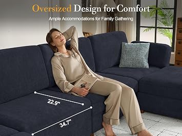 Oversized Modular Sectional Sofa Loveseat Cloud Couches Blue