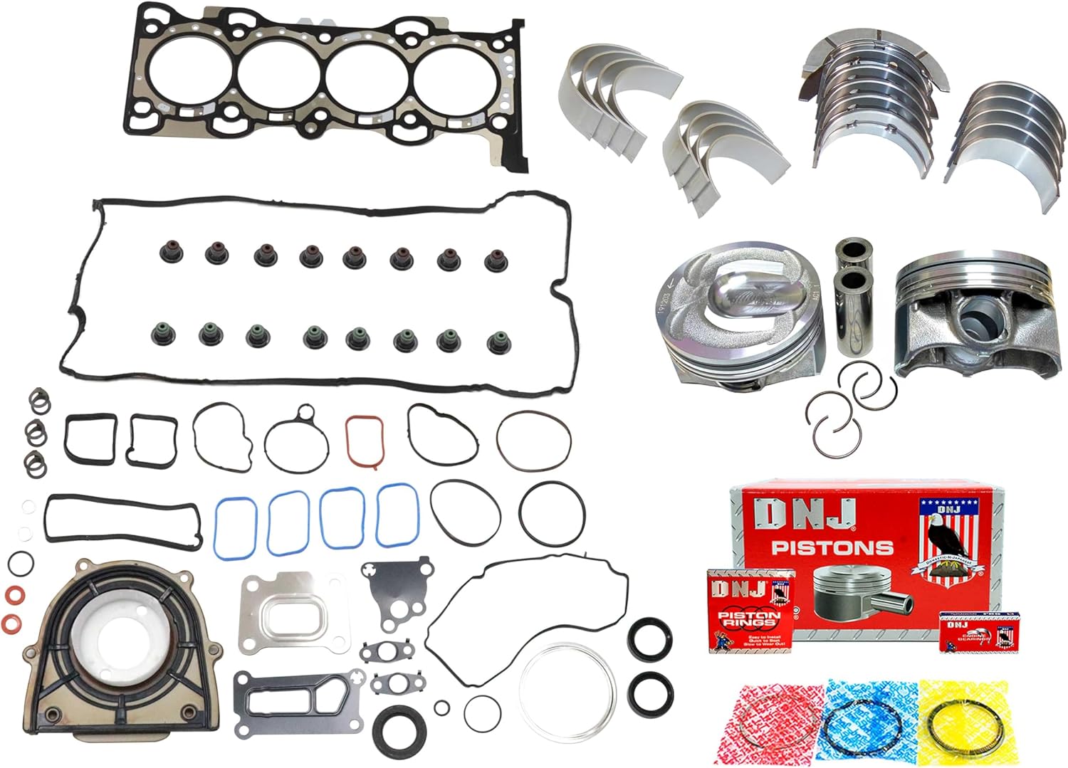 DNJ EK4235 Engine Rebuild Kit for 2012-2018 Ford, Lincoln Edge, Escape, Explorer 2.0L L4 16V DOHC 1999cc