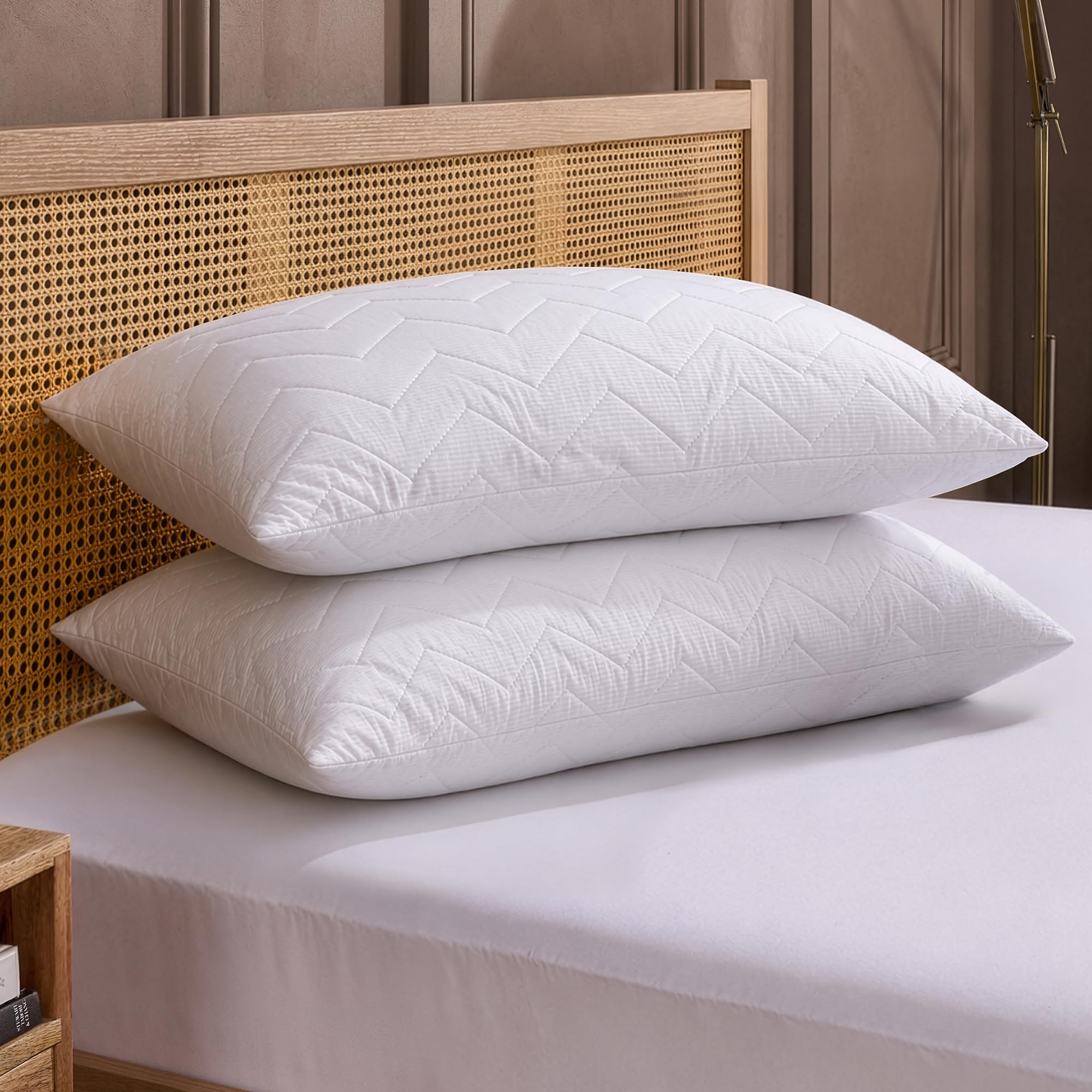 Snuggledown Rebound Quilted Pillows 2 Pack - Hotel Quality Firm Support Luxury Pillows for Back & Side Sleepers | Bounce-Back Comfort, UK-Made, Non-Allergenic (48 x 74cm)