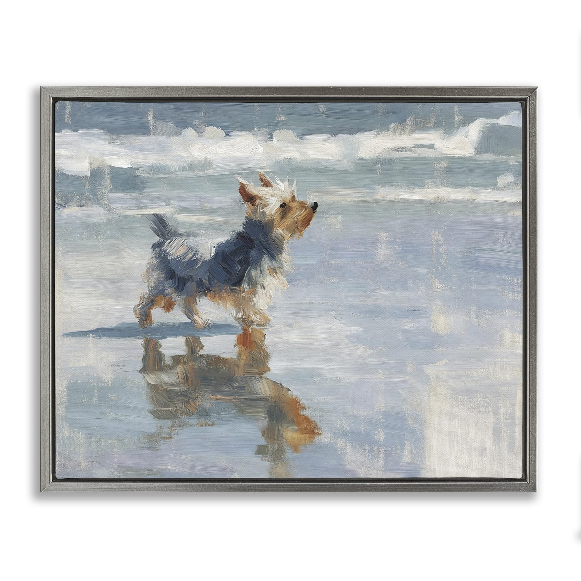 Stupell Industries 'Yorkie's Quiet Moment', Floating Frame Canvas Art, Gray, 21 x 17 Inches, Easy to Hang and Sturdy, Made in USA, by Svetlana Aleynikova