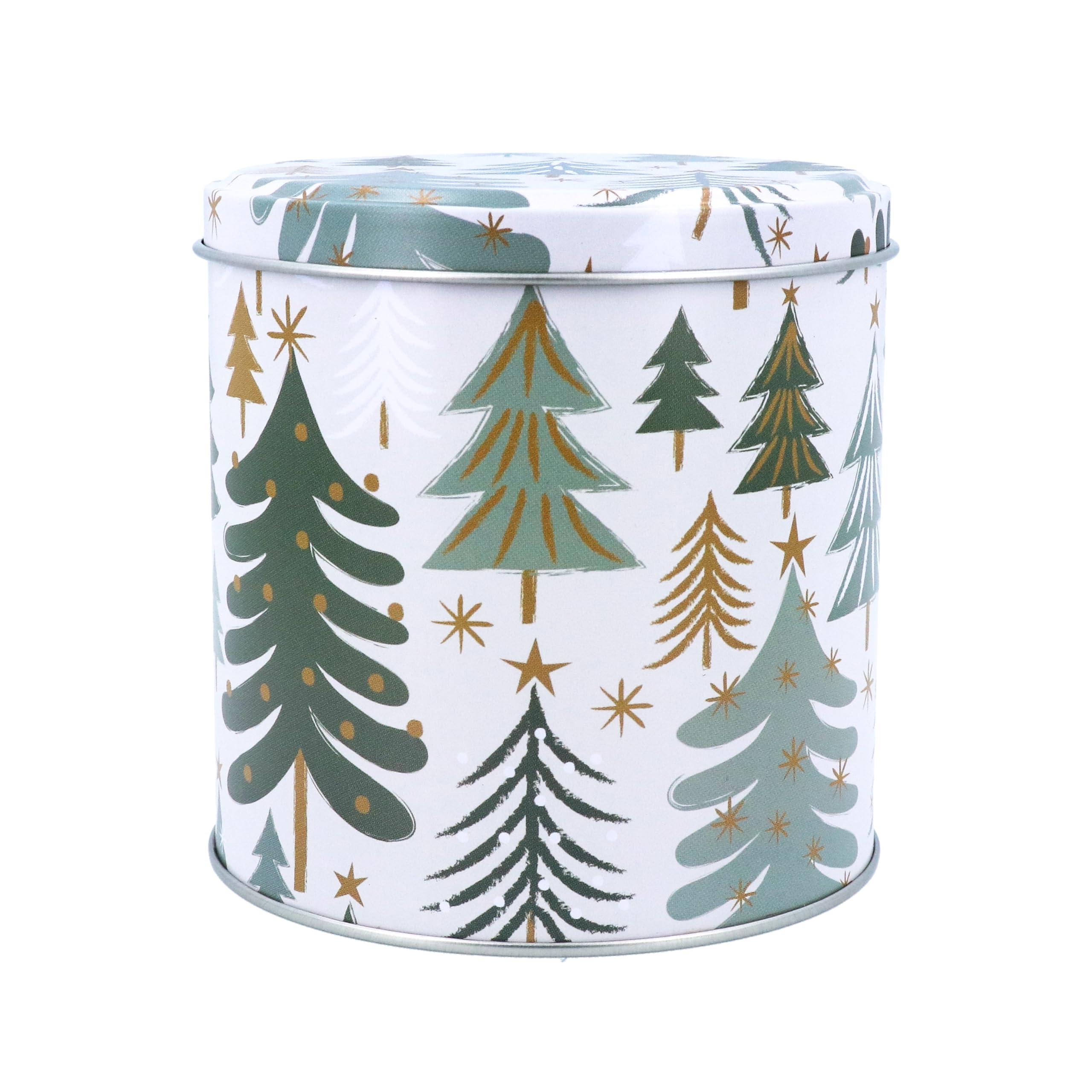 Gisela Graham Green Cream & Trees Christmas Storage Tin
