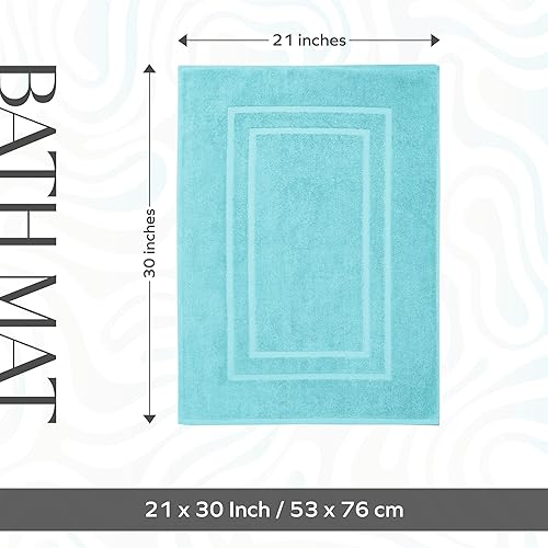 Miniatura 3 de Feather & Stitch - 2 tapetes de baño tipo toalla (30 x 21 pulgadas), 100% algodón de rizo de rizo, tapetes para el suelo de la ducha de baño (no una