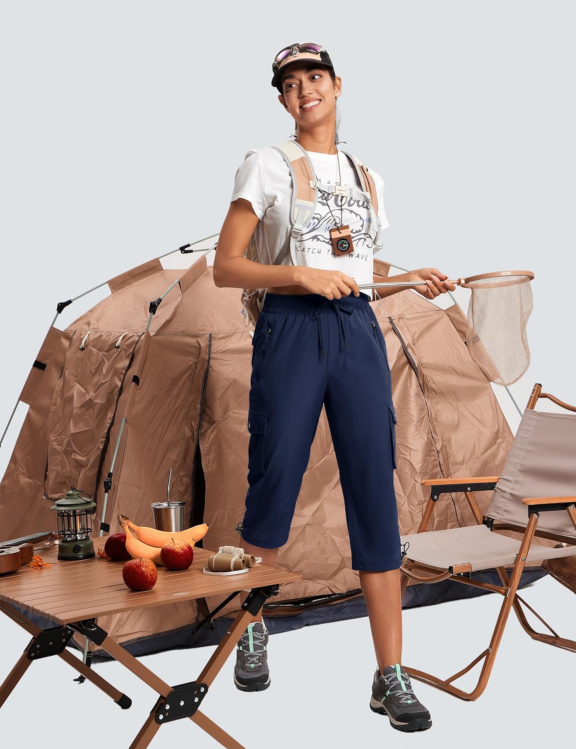 ISEEGZ Hiking Cargo Capri Pants for Women with Pockets 21" image 5