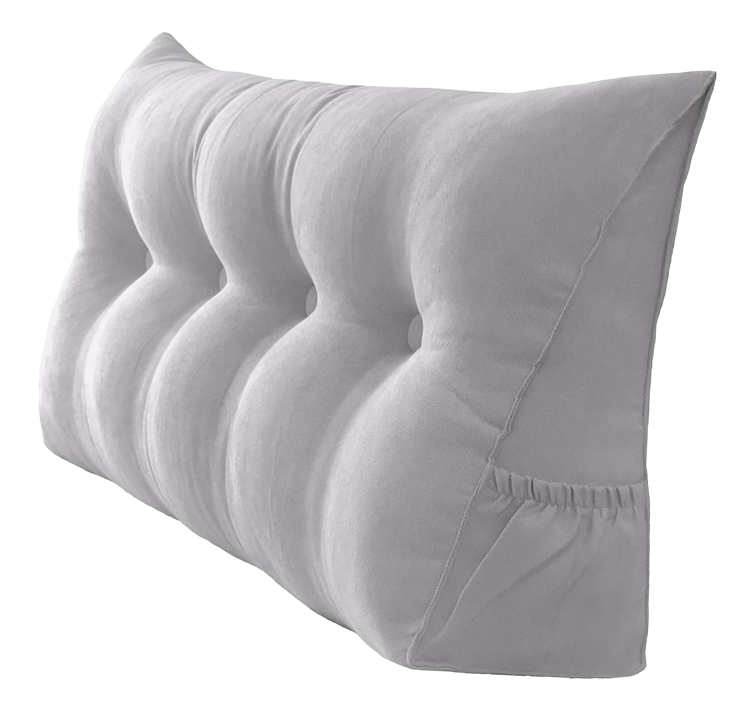 Peachwell Triangular Reading Bed Rest Pillow Large Bolster Cushion Headboard Backrest Wedge Pillow with Removable Cover and Two Large Side Pockets (