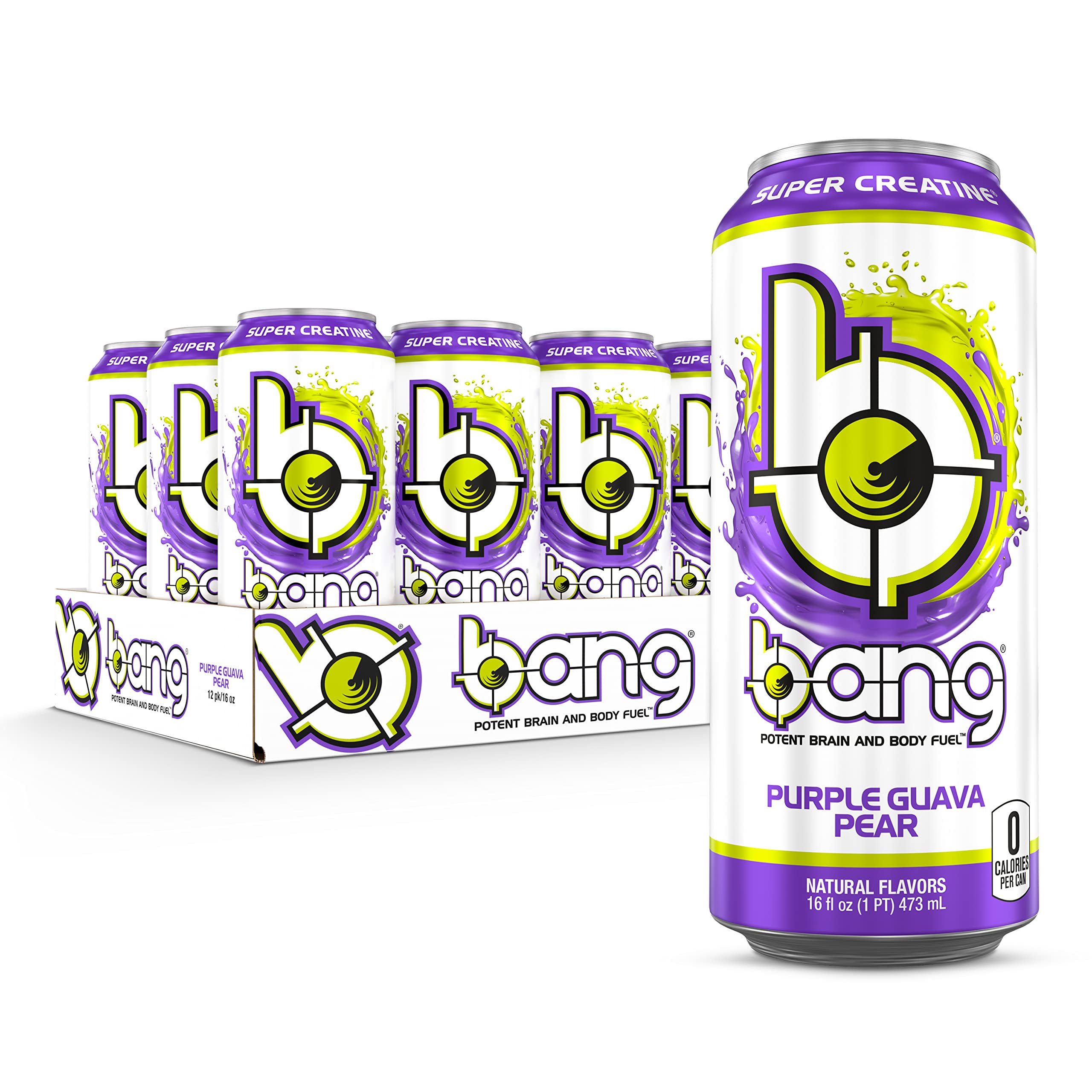 Bang Purple Guava Pear Energy Drink, 0 Calories, Sugar Free with Super