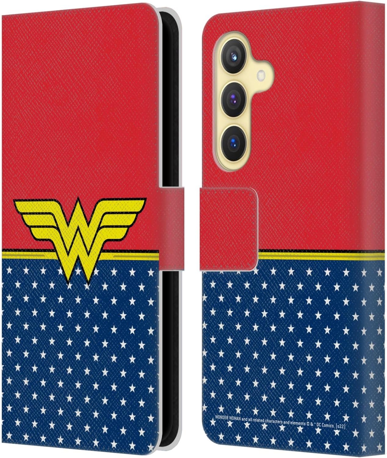 Head Case Designs Officially Licensed Wonder Woman DC Comics Costume Logos Leather Wallet Case Compatible with Samsung Galaxy S24 5G