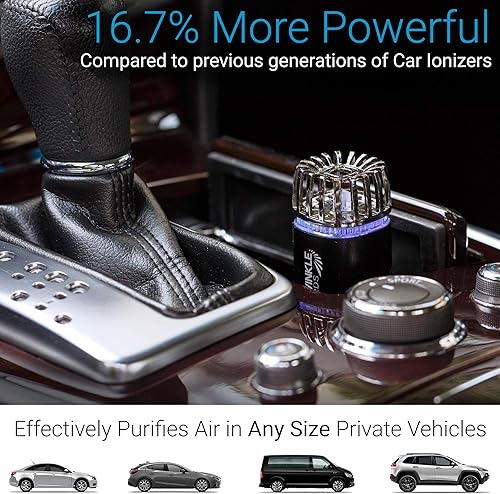 Vista 21 de Purificador ionizante de aire para automóvil, desodorante ionizante antimicrobiano para enchufe de 12 V, con dos cargadores USB, elimina del auto