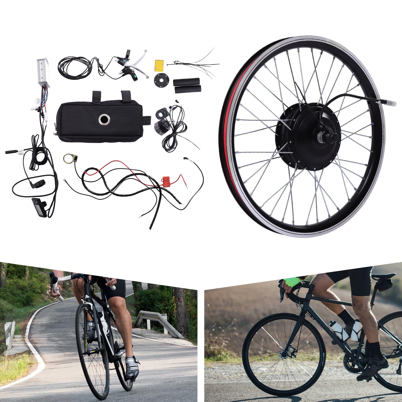 Zestaw do konwersji, zestaw do roweru elektrycznego z silnikiem w piaście 350 W (36 V), silnik rowerowy LCD o maksymalnej prędkości 28 km/h, pasuje do większości rowerów