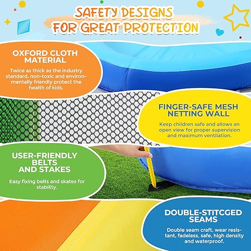 Miniatura 5 de Whubefy Toboganes acuáticos inflables para niños con soplador de 450 W, parque acuático inflable 6 en 1, tobogán acuático de 158 x 138 x 89 pulgadas