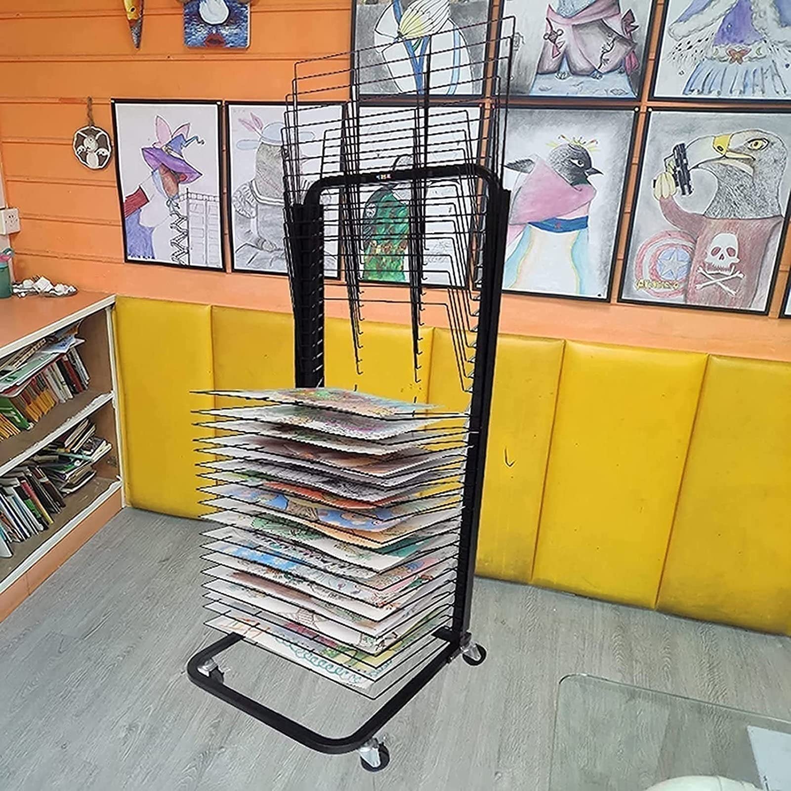 Metalowy Stojak Do Suszenia Dzieł Sztuki – Stojak Do Przechowywania I Ekspozycji Dzieł Sztuki, Mobilny Stojak Do Suszenia Dzieł Sztuki, Dwustronny, Mobilny, Solidny Metalowy Stojak Do Przechowywania