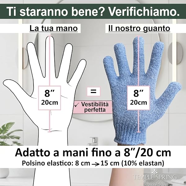 TEMPLE SPRING -Guanti Esfolianti per Lavaggio, Guanto Esfoliante in Bambù, Scrub per Bagno/Doccia, Guanto per Esfoliazione del Corpo,Scrub di Bellezza/Loofah,Rimozione della Pelle Morta-Blu Fiordaliso - 2