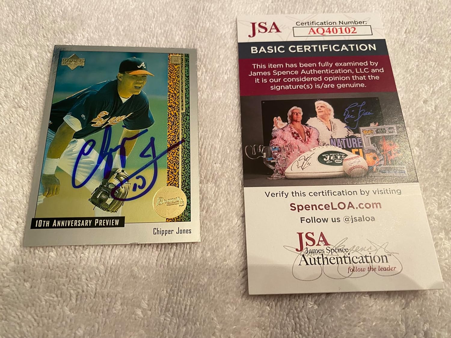 Chipper Jones Signed Baseball Card -JSA Authenticated