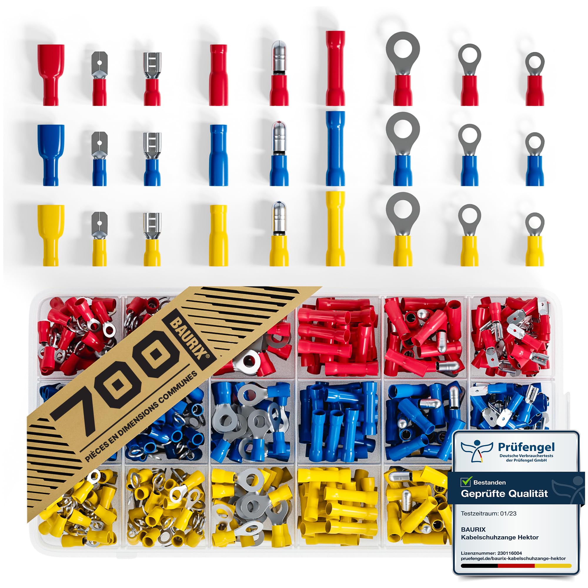 Kit De 100 Cosses électriques Non Isolées - Pour Fils 0.25 à 10 Mm² - Cuivre étamé, Facile à Sertir - Idéal Bricolage Et Pro