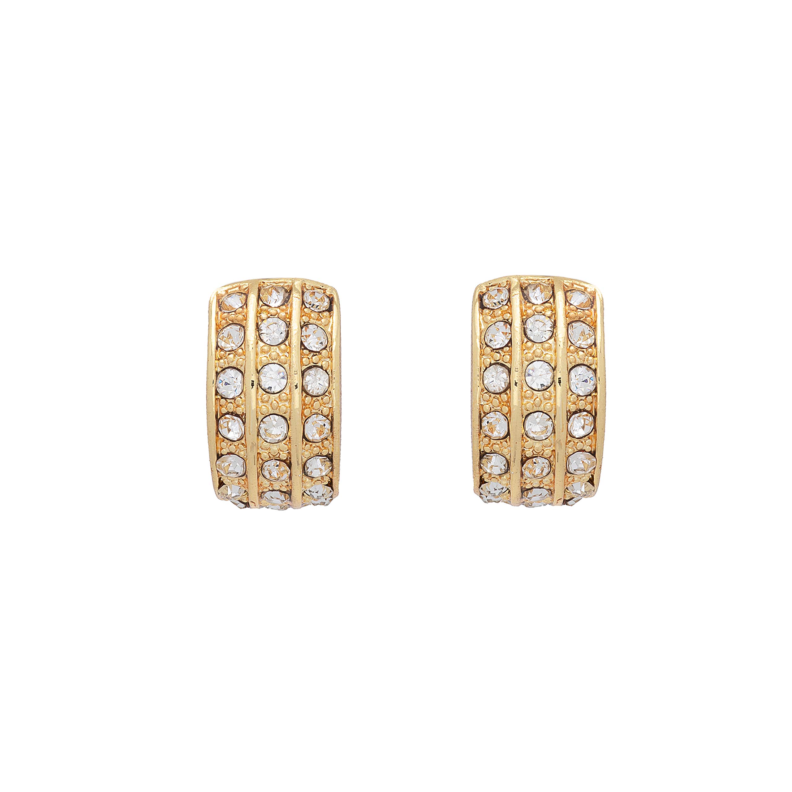 EsteleWomen's Gehena - Gold Tone Three Lane Huggie Stud Earrings