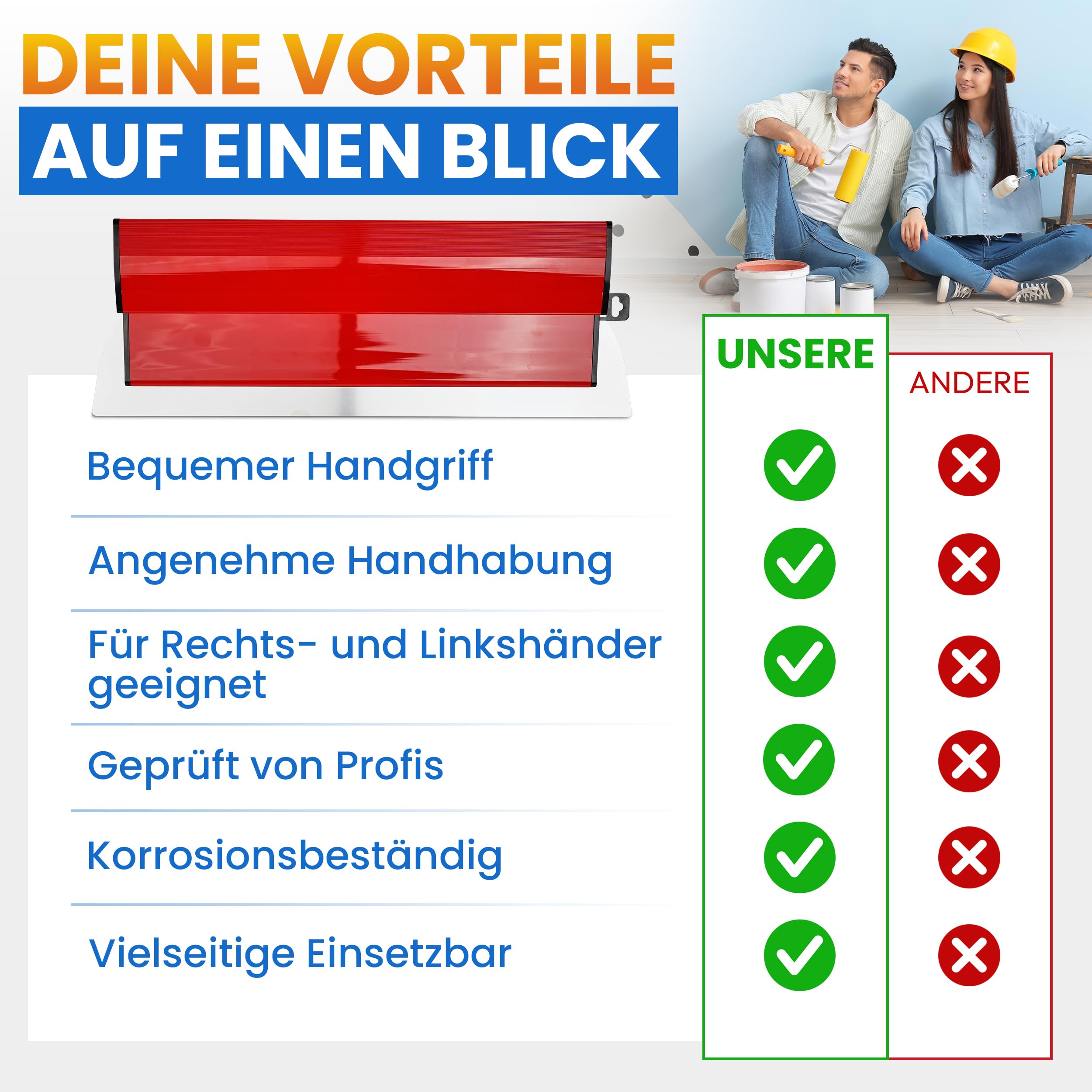 Profi Flächenspachtel 40 cm mit Edelstahlklinge & integriertem Tapetenentferner – Z Spachtel -vielseitiges Trockenbauwerkzeug für präzise Wandgestaltung und Bauarbeiten