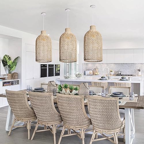 Miniatura 2 de Arturesthome Lámpara colgante de granja para isla de cocina, lámpara de ratán para sala de estar y dormitorio
