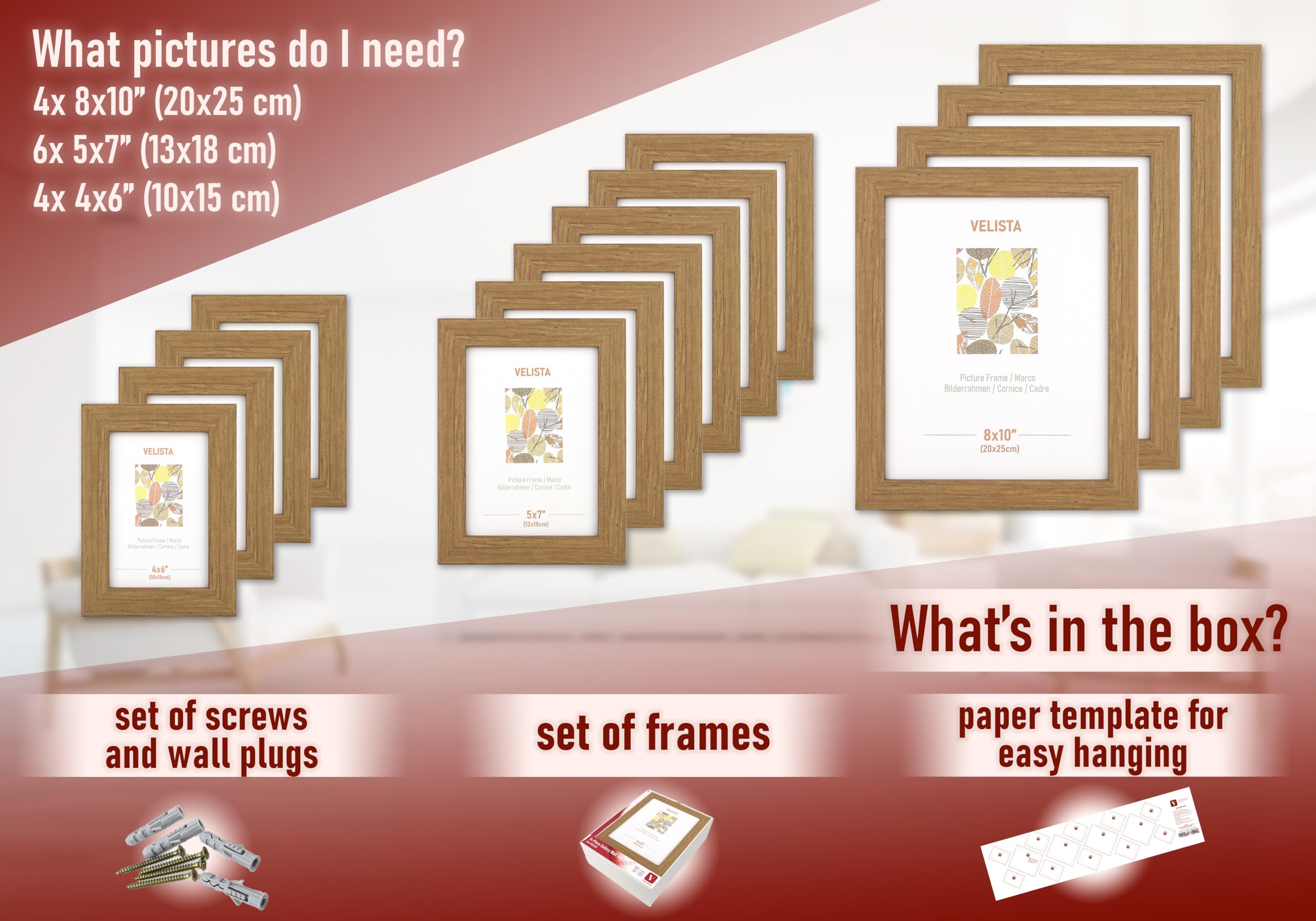 Amazon.co.jp: VELISTA 14ピース 階段写真フレームセット 壁