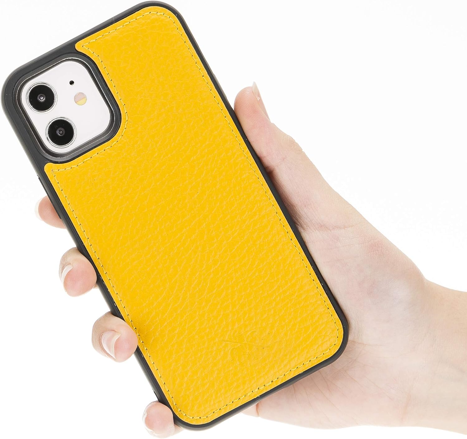 Venito Lucca Leather Case Compatible with iPhone 12 (6,1 inch) and iPhone 12 Pro (6,1 inch)– Extra Secure with Padded Back Cover (Yellow)