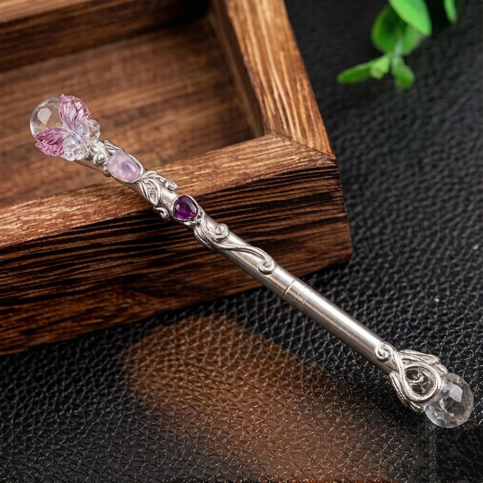 Bacchetta di cristallo naturale per magia curativa del chakra delle streghe