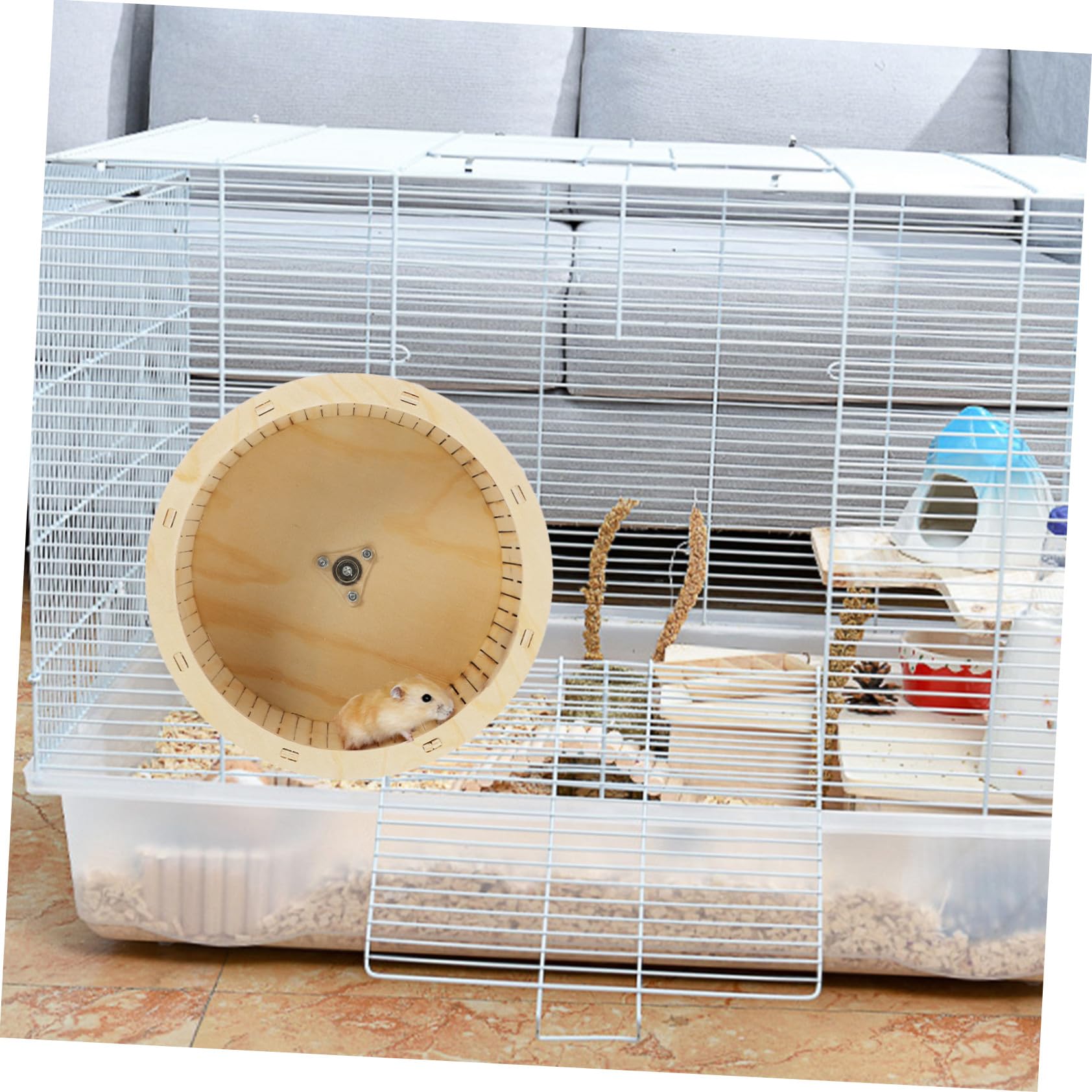 Rueda de Madera para Hámster Juguete Silencioso y Resistente para Ejercicio de Pequeños Roedores y Chinchillas Superficie Antideslizante para Mascotas Pequeñas