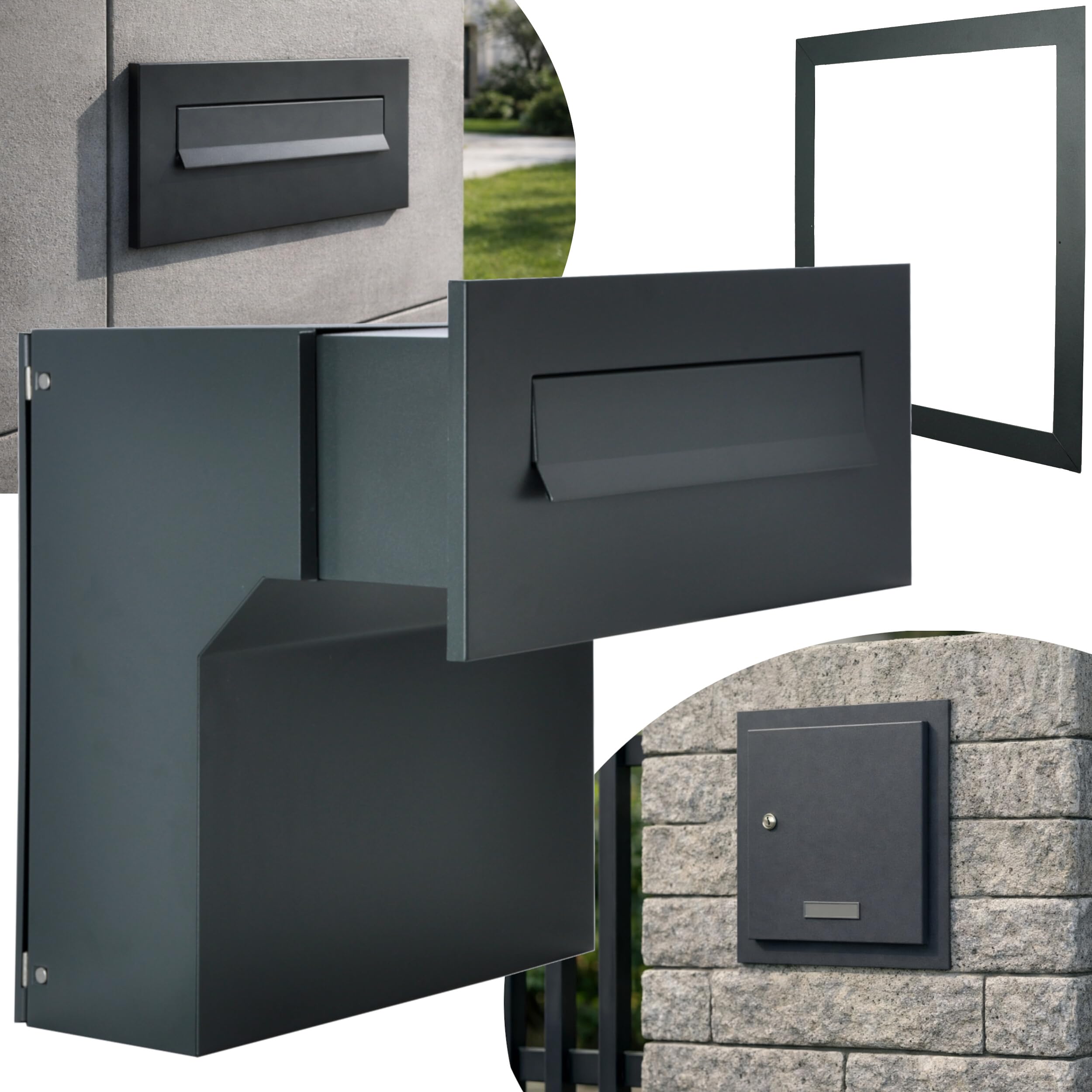 Buzón de Pared Antracita RAL 7016 de Acero galvanizado, 190-260 mm